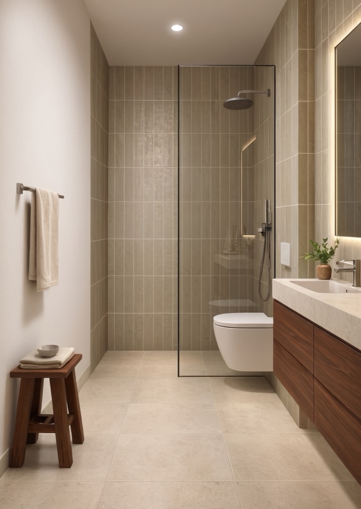 Visualisierung: Badezimmer mit bodenebener Dusche